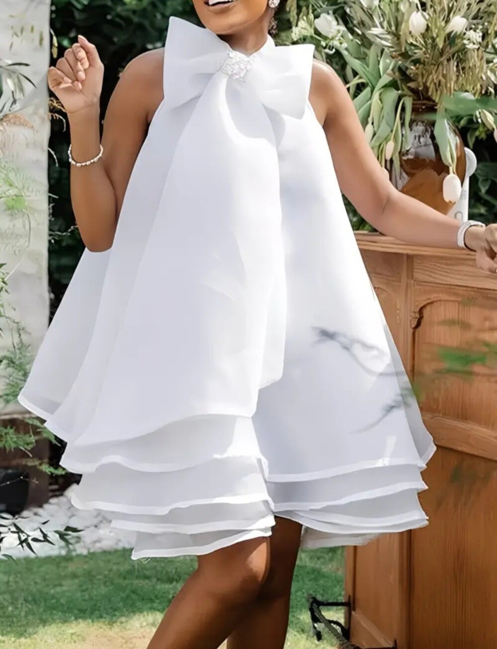 White Ruffle Mini Dress - Picture 3 of 3